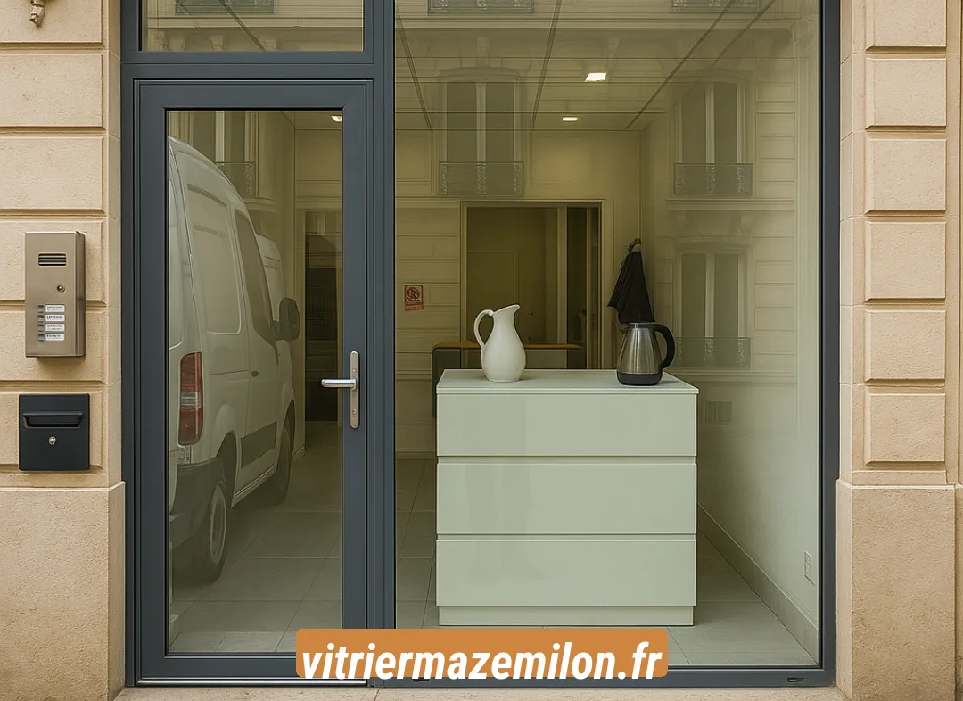 Façade vitrine de magasin en aluminium sur mesure à Mazé-Milon